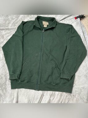 LL Bean Full Zip Sweatshirt Mens XLT Green Jacket Cotton Outdoors OGRS9
